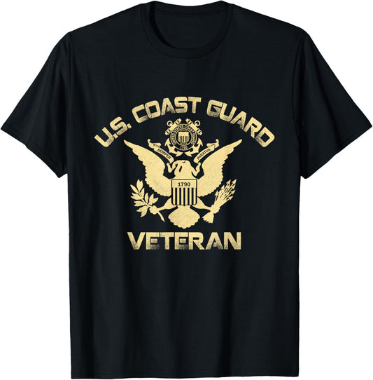 U.S. Coast Guard Veteran Eagle Vintage Veterans Day Gifts T-Shirt - T-Shirt | Black
