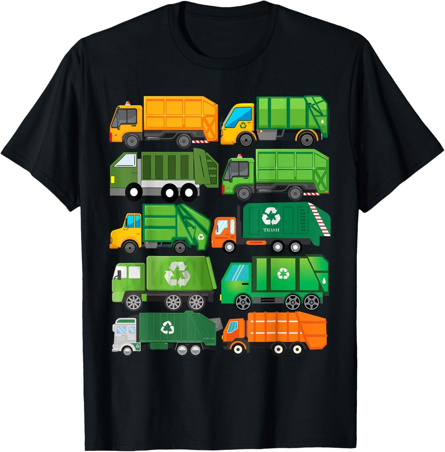 Garbage Truck Recycling Day Trash Waste Separation Birthday T-Shirt - T-Shirt | Black