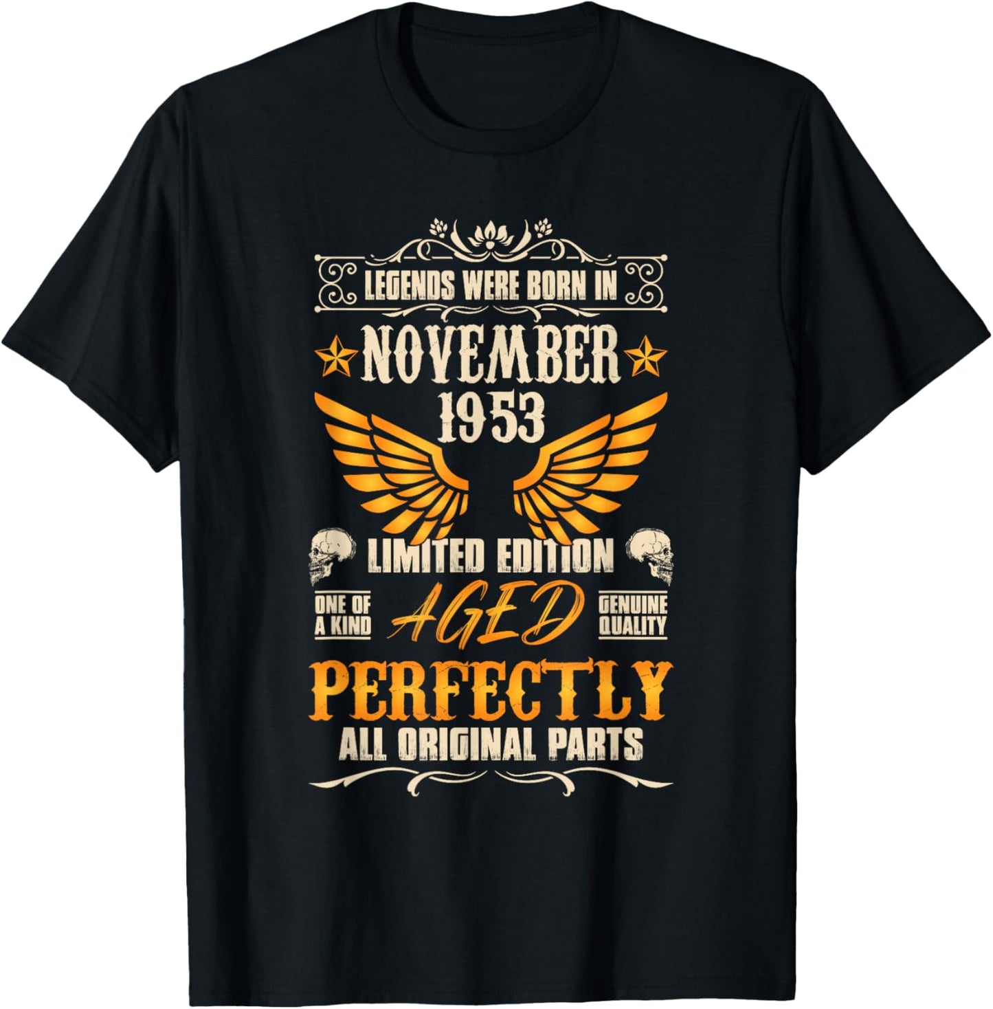 Legends Were Born in November 1953 - Rock Biker 69 Birthday T-Shirt - T-Shirt | Black