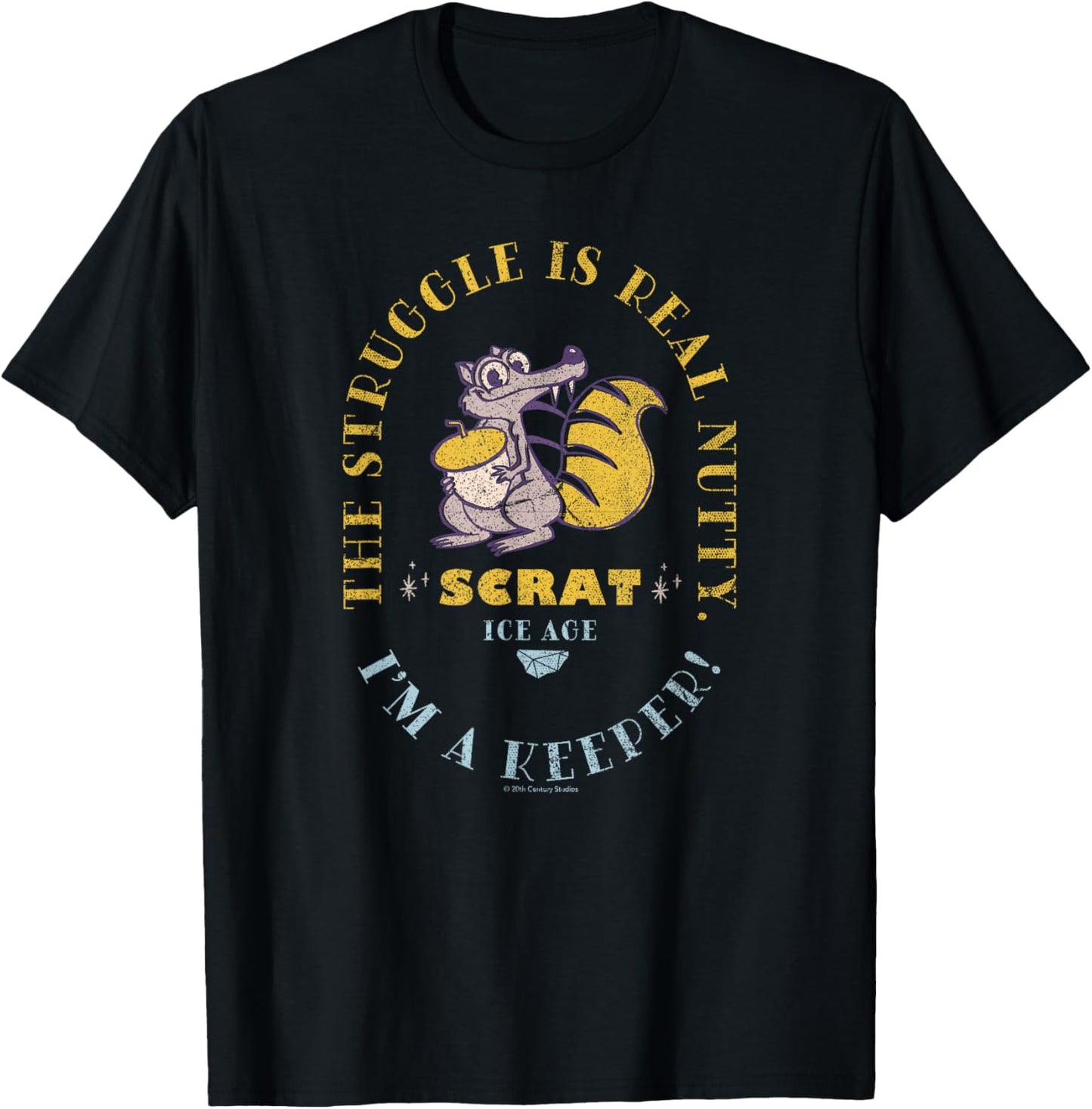 Ice Age Scrat The Struggle is Real Nutty T-Shirt - T-Shirt | Black