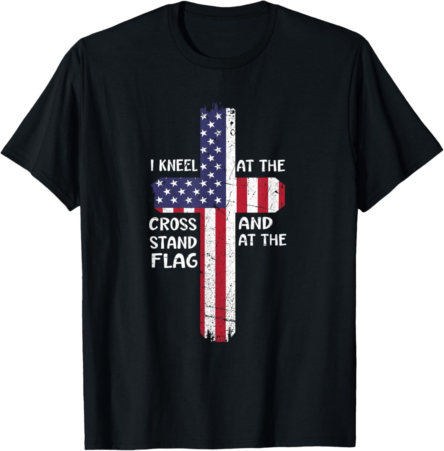Kneel Cross At The Cross Memorial Day Never Forget Veteran T-Shirt - T-Shirt | Black