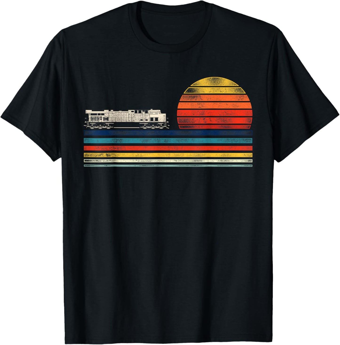 Model Train Railroad Conductor Engineer HD0 Black Retro Diesel Train Driver Trainspotting Locomotive T-Shirt - T-Shirt | Black