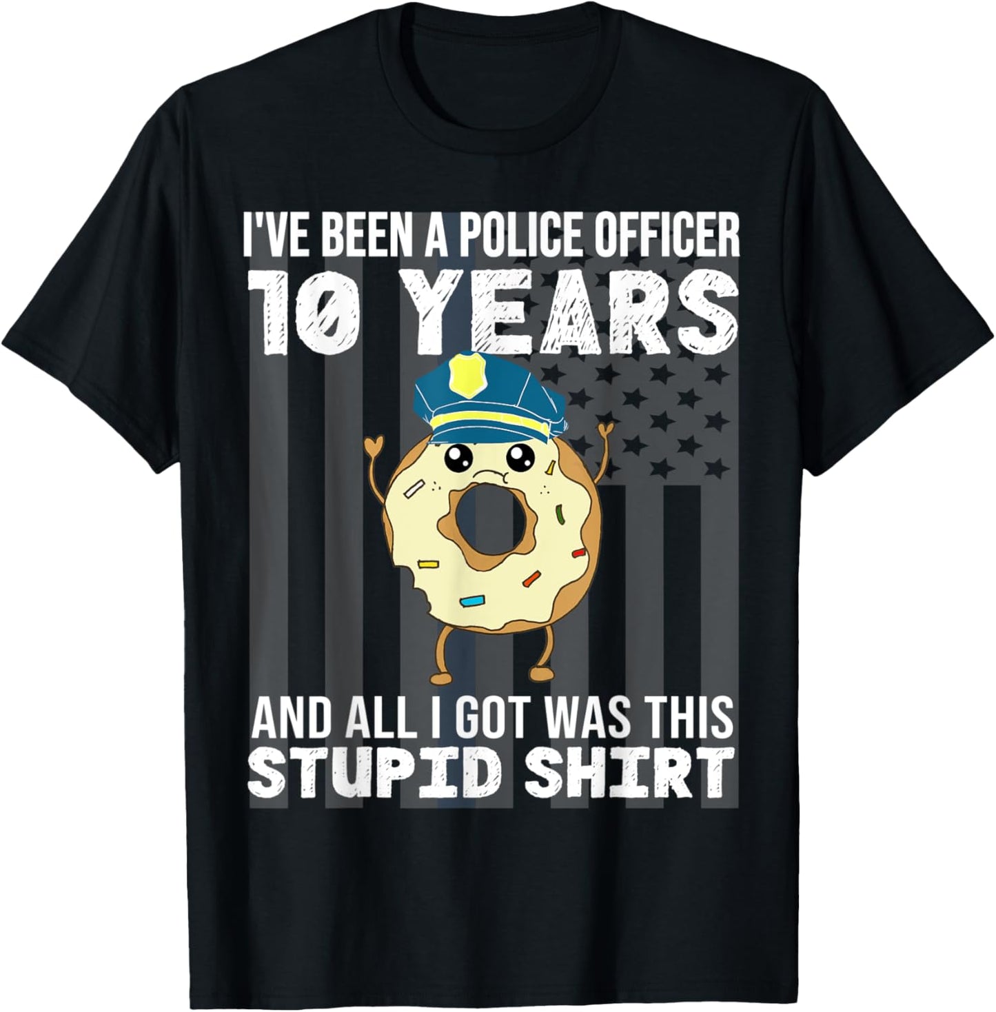 10 Year Police Officer Anniversary Ten Years of Service T-Shirt - T-Shirt | Black