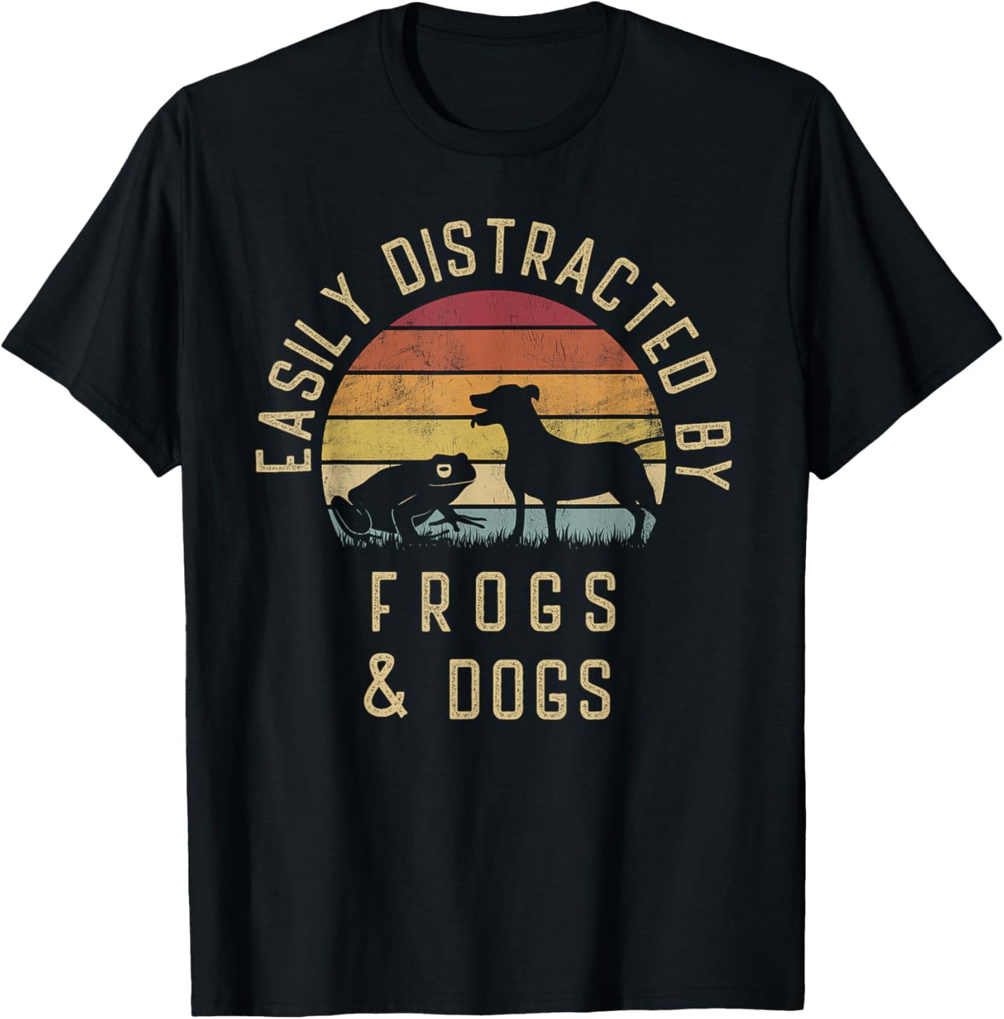 Easily distracted by Frogs and dogs I like heart Frog dog Men Women Girls Kids T-Shirt - T-Shirt | Black