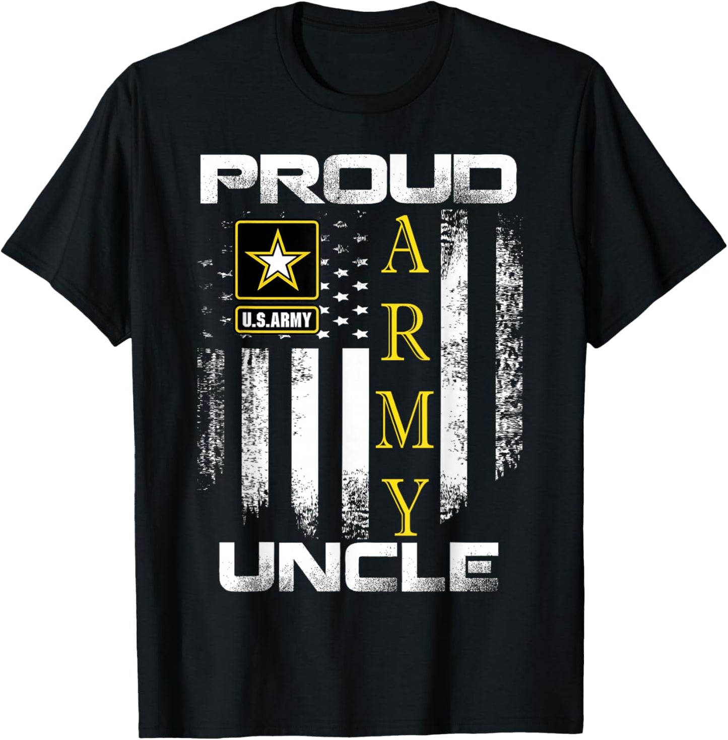 Vintage Proud Army Uncle with American Flag Gift T-Shirt - T-Shirt | Black