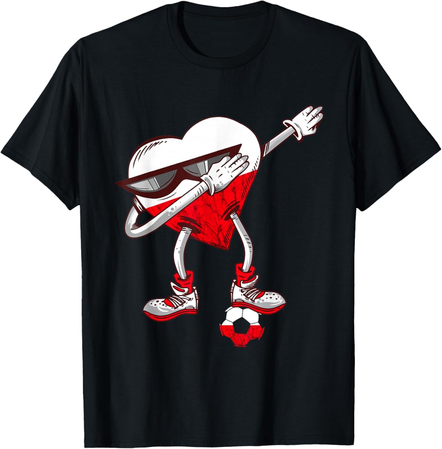 Poland Dabbing Heart Polska Polish Soccer Team Polish Pride T-Shirt - T-Shirt | Black