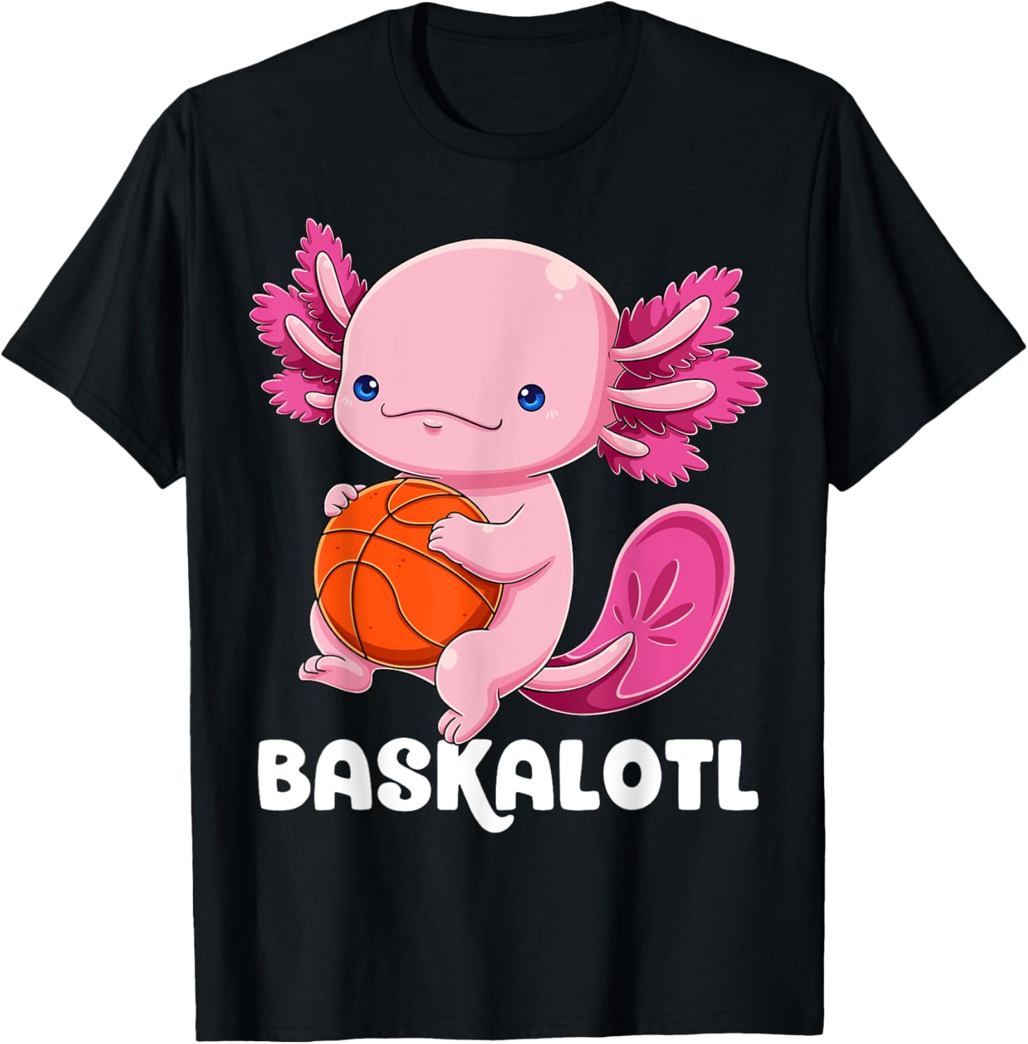 Axolotl Basketball Player Baskalotl Mexican Salamander Fish T-Shirt - T-Shirt | Black