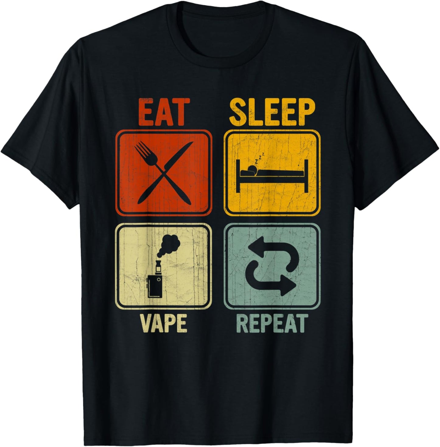 Sarcastic Retro Design For Vape Lover Eat Sleep Vape Repeat T-Shirt - T-Shirt | Black