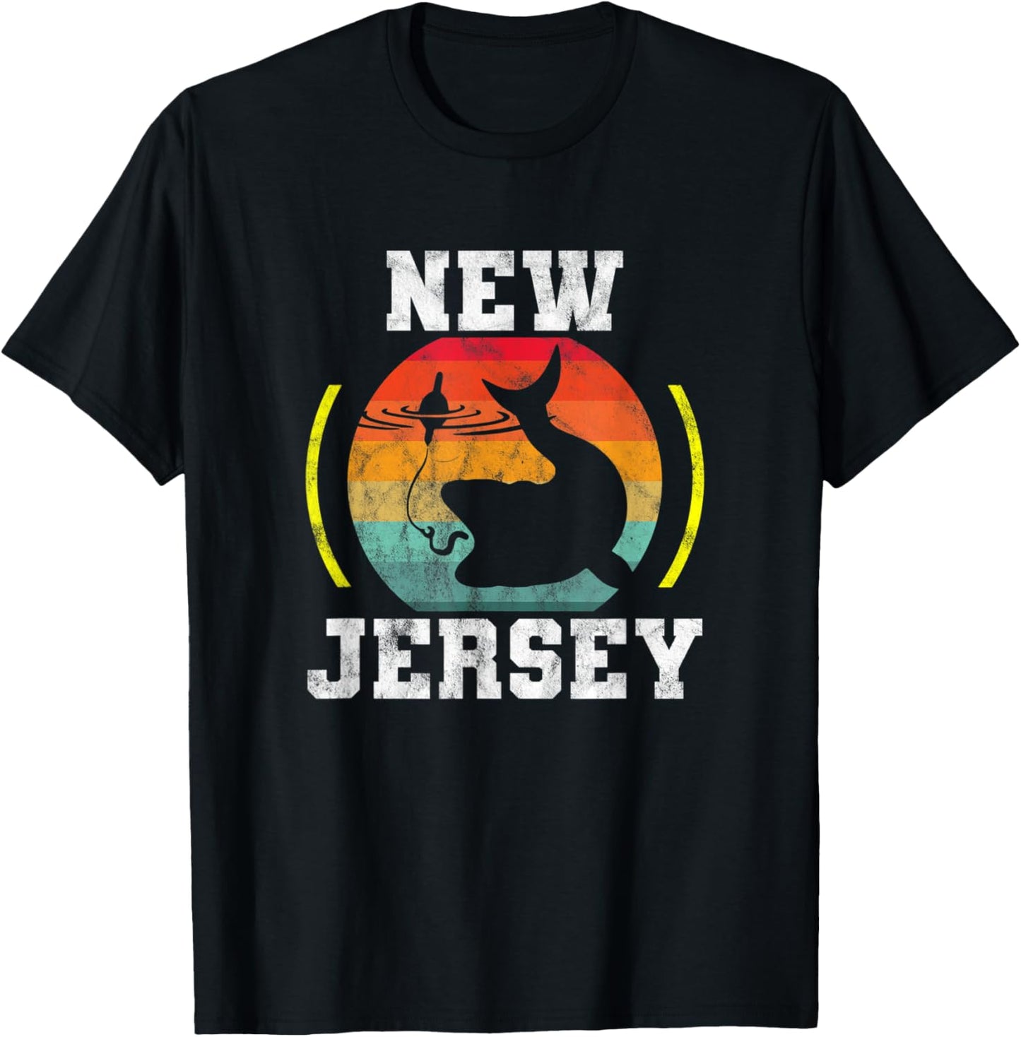 New Jersey - Fishing In The Great State Of NJ - Retro T-Shirt - T-Shirt | Black