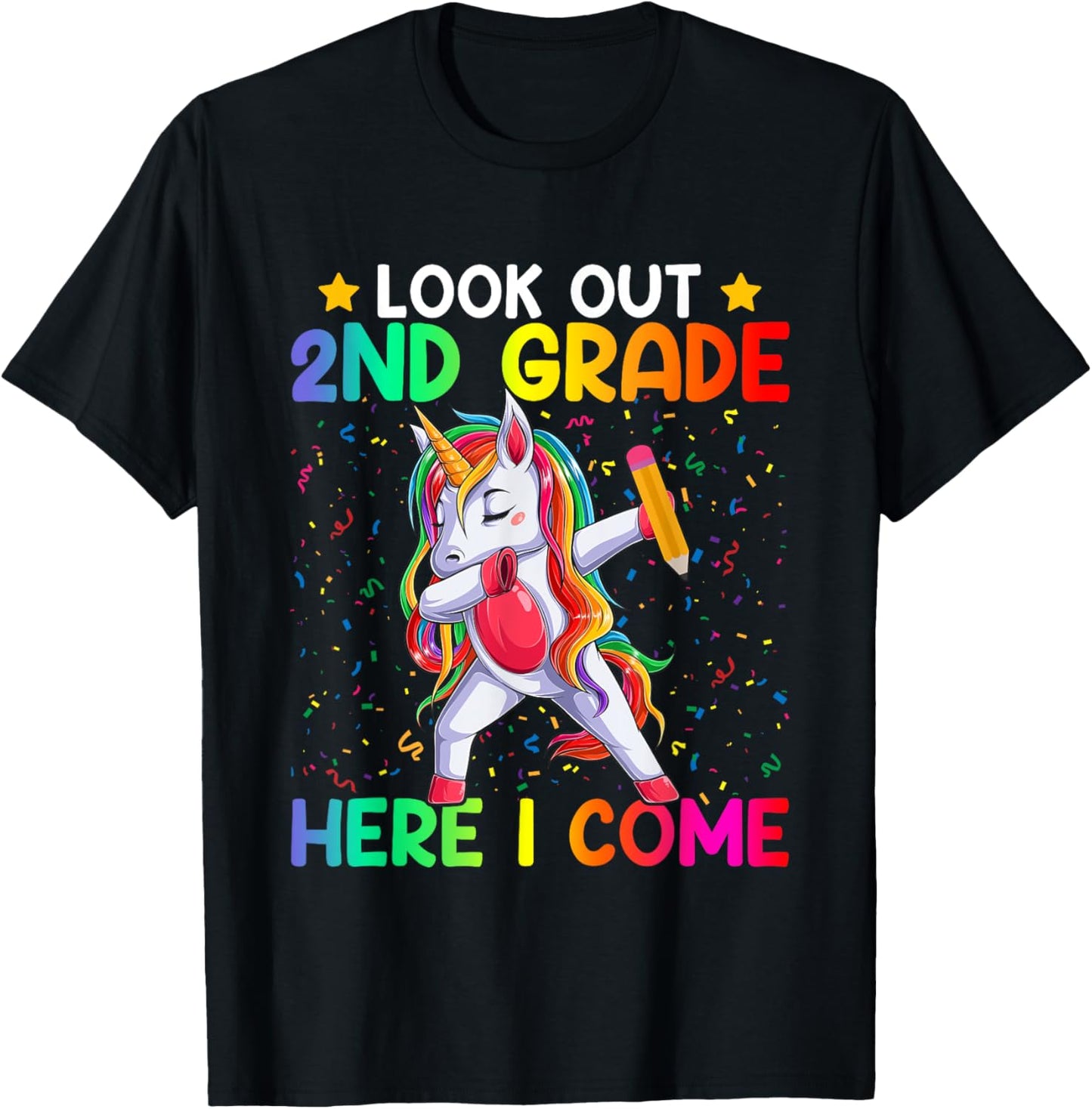 Look Out Second Grade Here I Come Unicorn Dabbing 2nd Grader T-Shirt - T-Shirt | Black