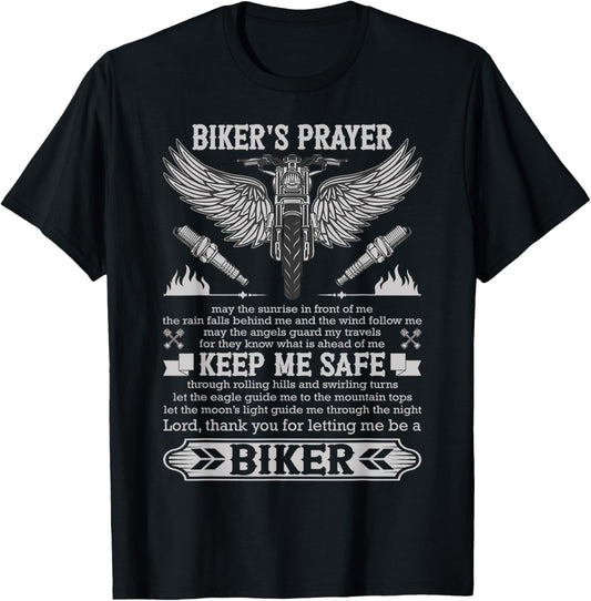 Bikers Prayer Shirt Biker Stuff Motorcycle Rider Vintage T-Shirt - T-Shirt | Black