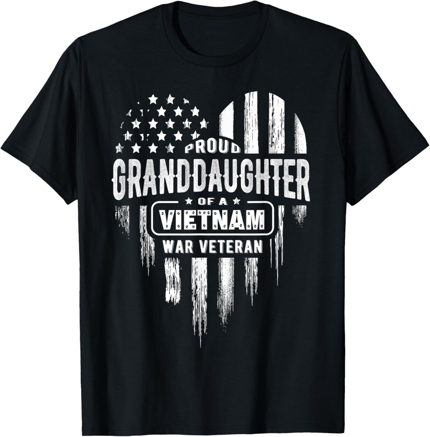 Proud Granddaughter Vietnam War Veteran Grandpa Grandma T-Shirt - T-Shirt | Black
