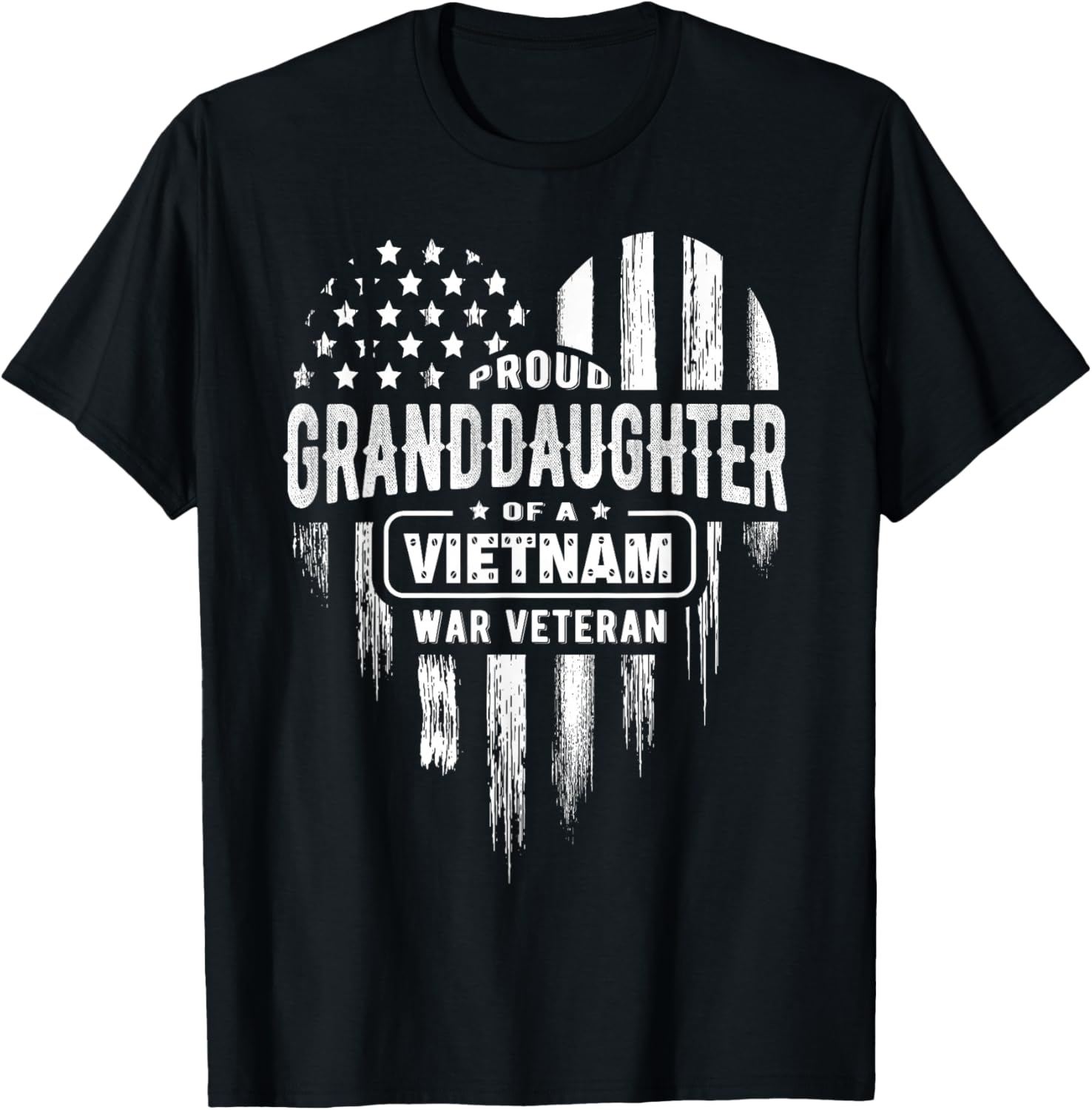 Proud Granddaughter Vietnam War Veteran Grandpa Grandma T-Shirt - T-Shirt | Black