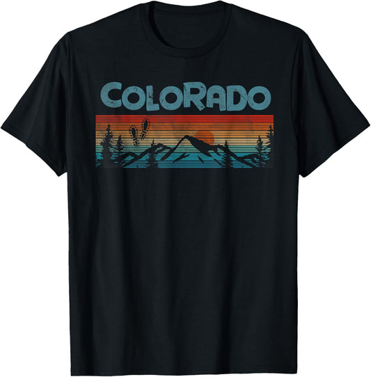 Colorado Rocky Mountains Retro Skiing Camping Climbing T-Shirt - T-Shirt | Black