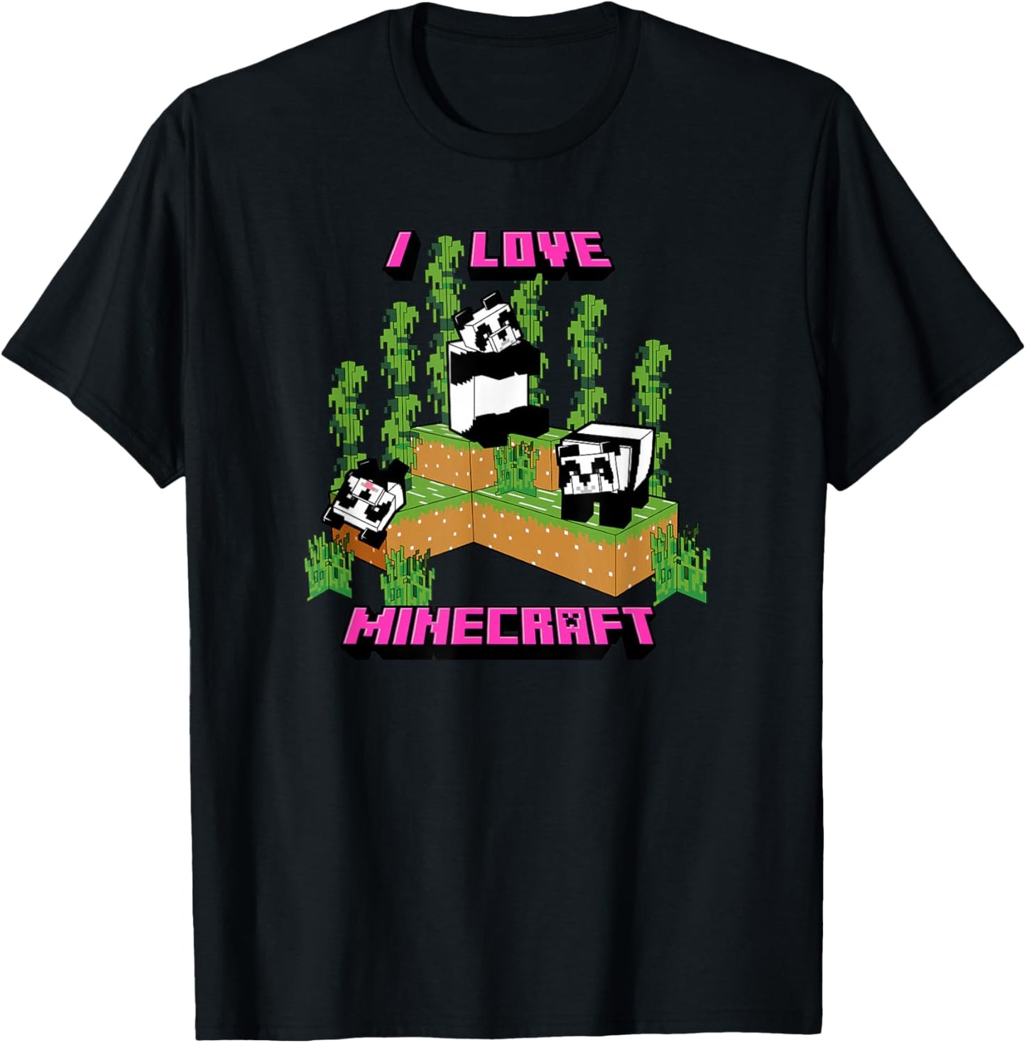Minecraft Panda Love Poster T-Shirt - T-Shirt | Black