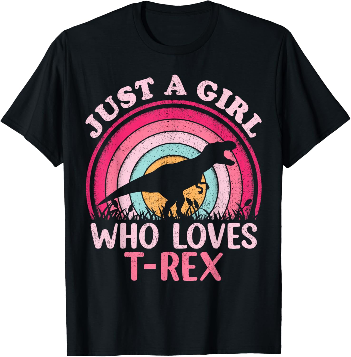 Vintage Retro Dinosaur Just A Girl Who Loves T-Rex T-Shirt - T-Shirt | Black