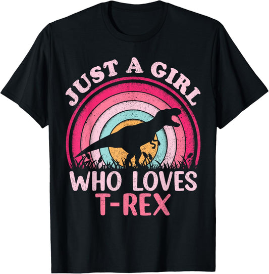 Vintage Retro Dinosaur Just A Girl Who Loves T-Rex T-Shirt - T-Shirt | Black