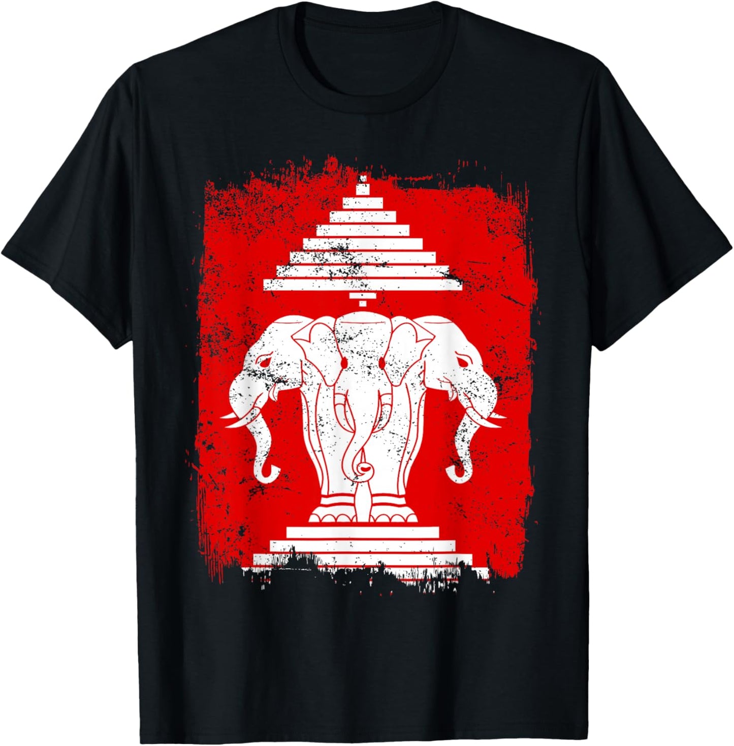 Laos Erawan Three Headed Elephant Kingdom of Laos T-Shirt - T-Shirt | Black