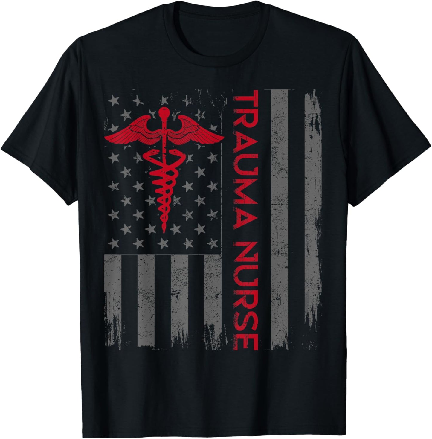 Trauma Nurse Care American Flag Patriotic T-Shirt - T-Shirt | Black