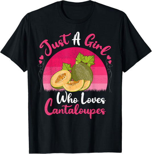 Vintage Cantaloupe Fruit Just A Girl Who Loves Cantaloupes T-Shirt - T-Shirt | Black