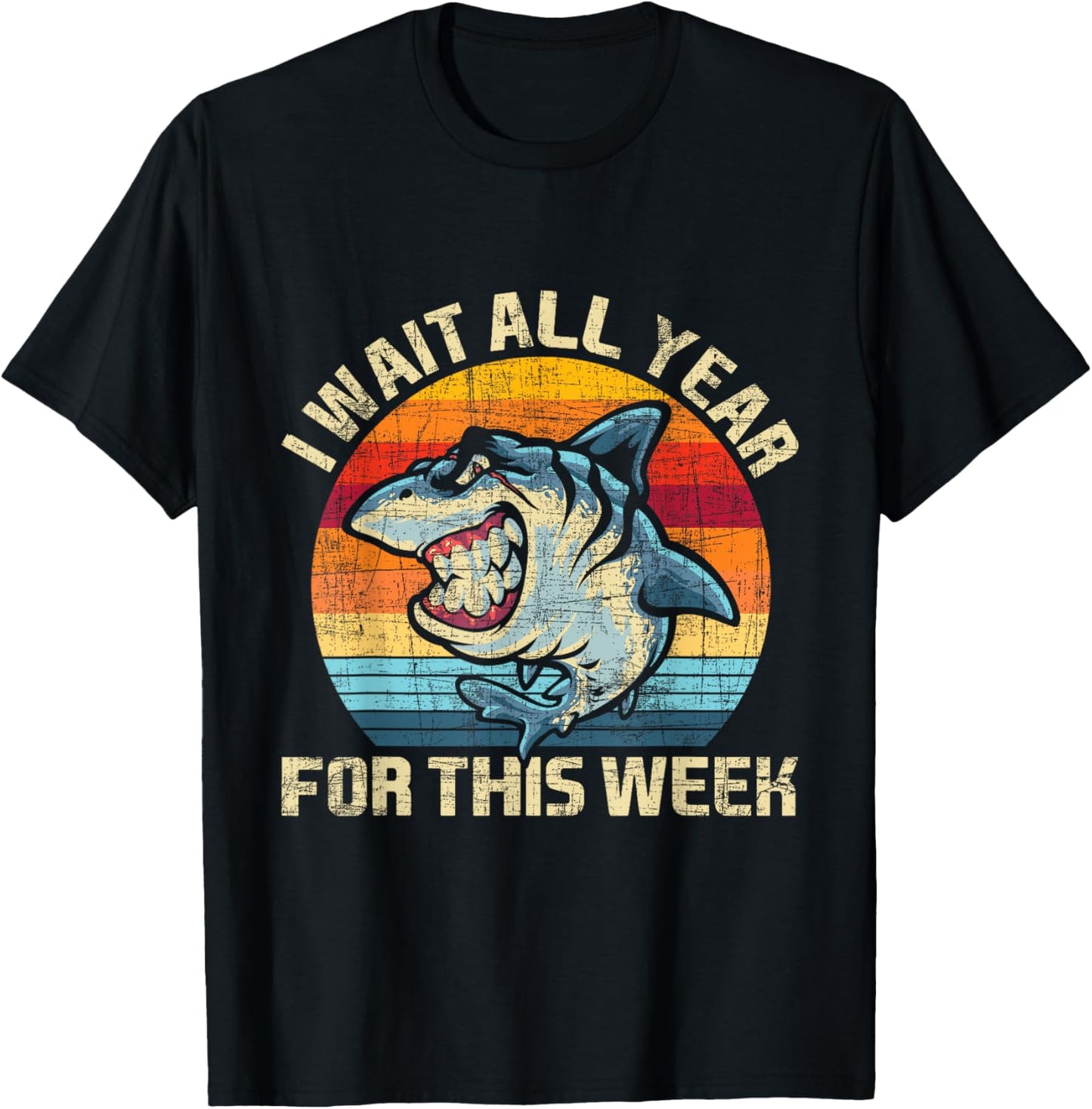 I Wait All Year For This Week - Shark Lover Marine Biologist T-Shirt - T-Shirt | Black