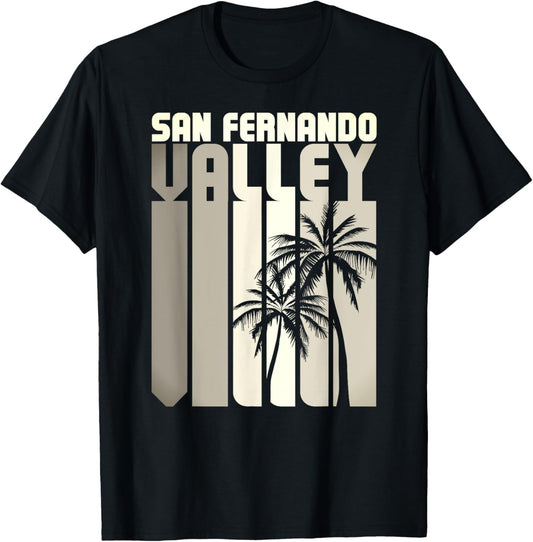 San Fernando Valley SFV California Van Nuys 818 Retro Palm T-Shirt - T-Shirt | Black