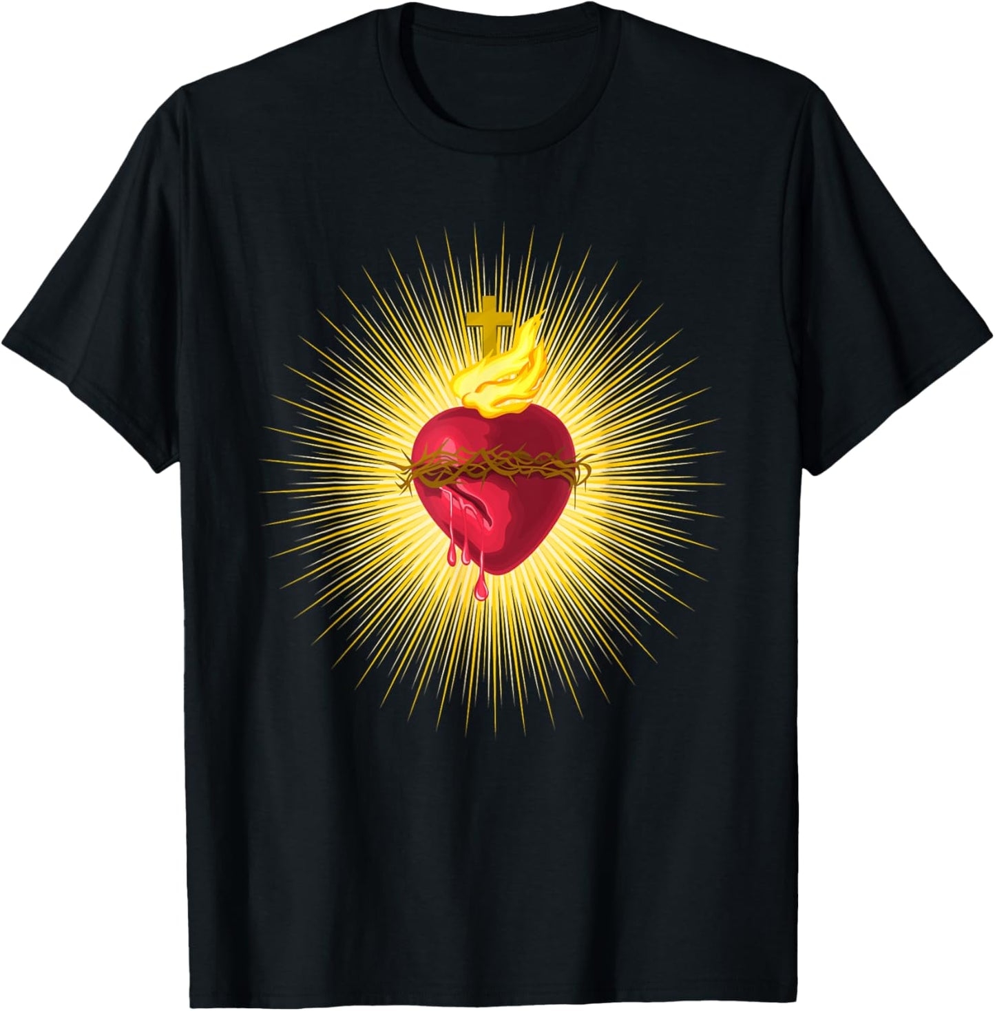 Sacred Heart of Jesus Catholic Art Traditional Latin Mass T-Shirt - T-Shirt | Black