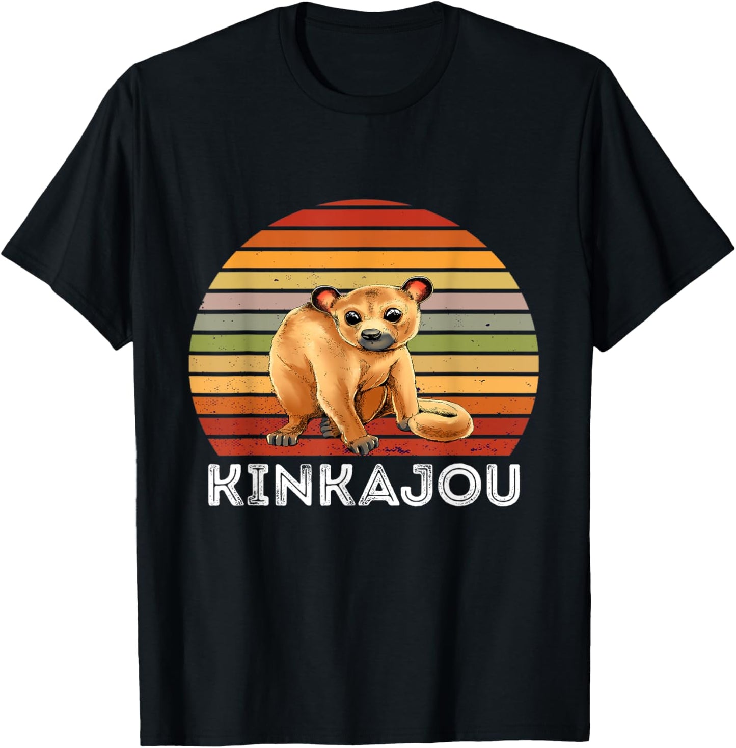 Kinkajou Retro Vintage Prehensile Animal Night Walker T-Shirt - T-Shirt | Black