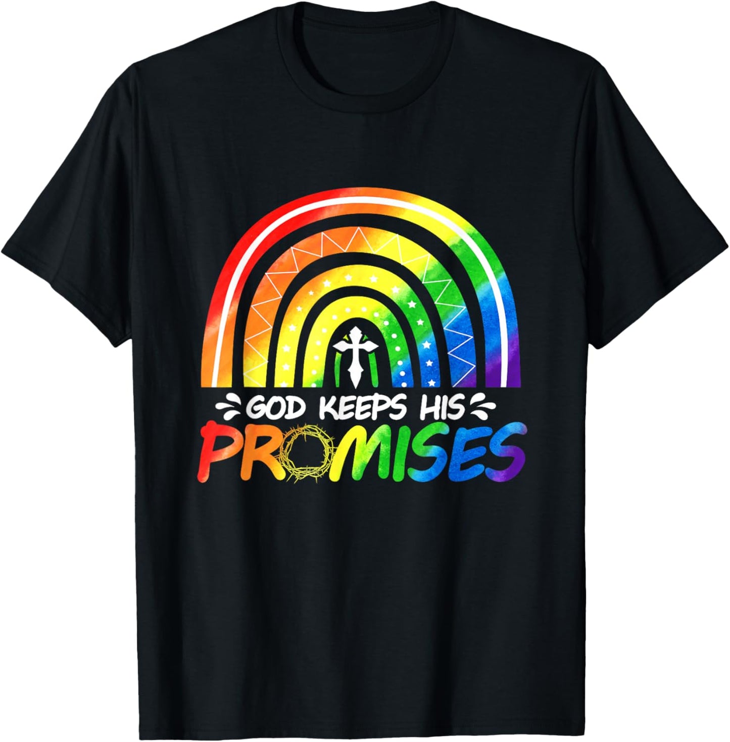 God Keeps His Promise Rainbow Christian Bible Noah T-Shirt - T-Shirt | Black