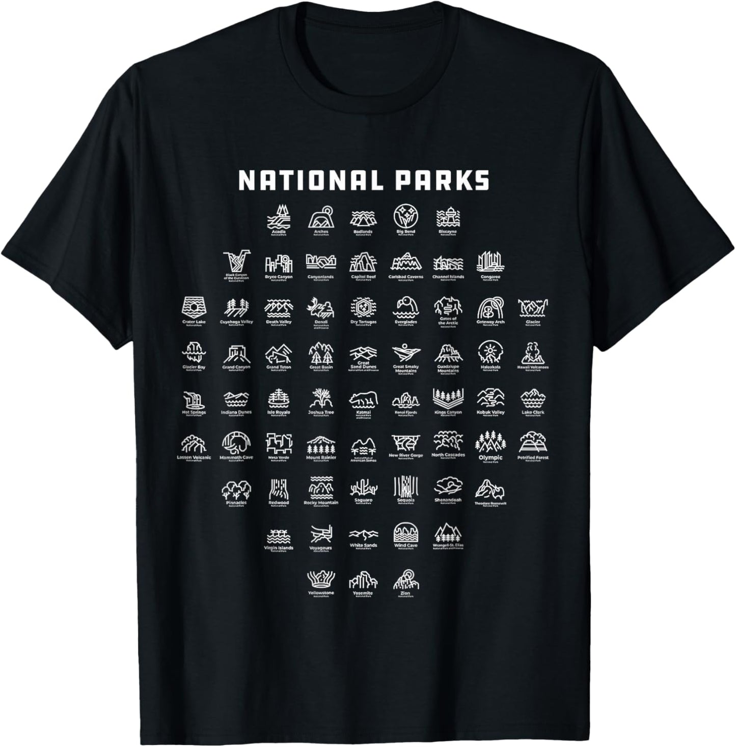 National Park Icons T-Shirt - T-Shirt | Black