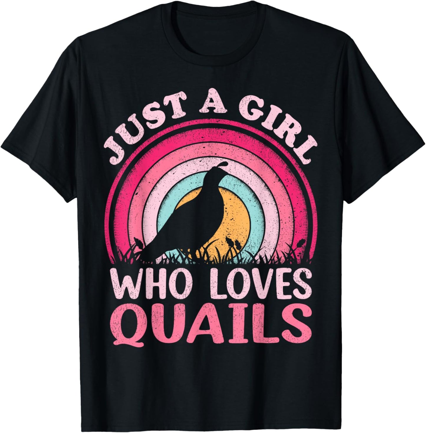 Quail Bird Vintage Retro Just A Girl Who Loves Quails T-Shirt - T-Shirt | Black