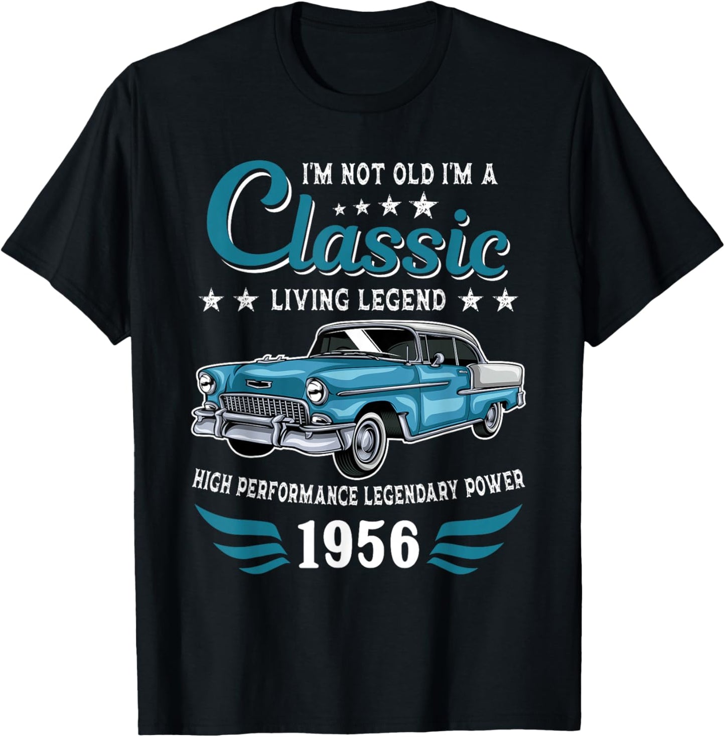 Vintage 1956 Birthday Classic Car for Legends Born in 1956 T-Shirt - T-Shirt | Black