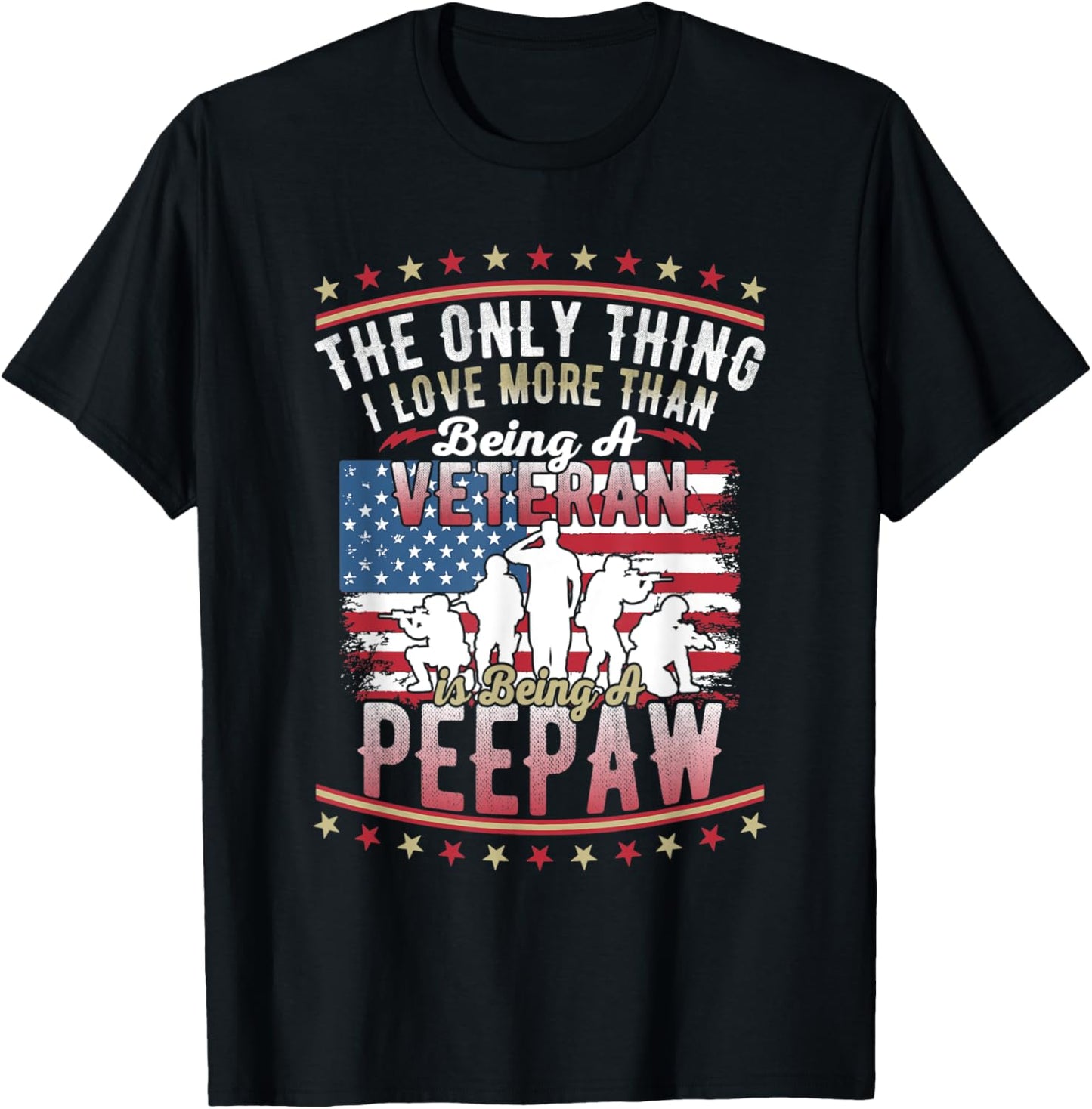 Proud US Flag I Love More Than Being A Veteran Peepaw T-Shirt - T-Shirt | Black