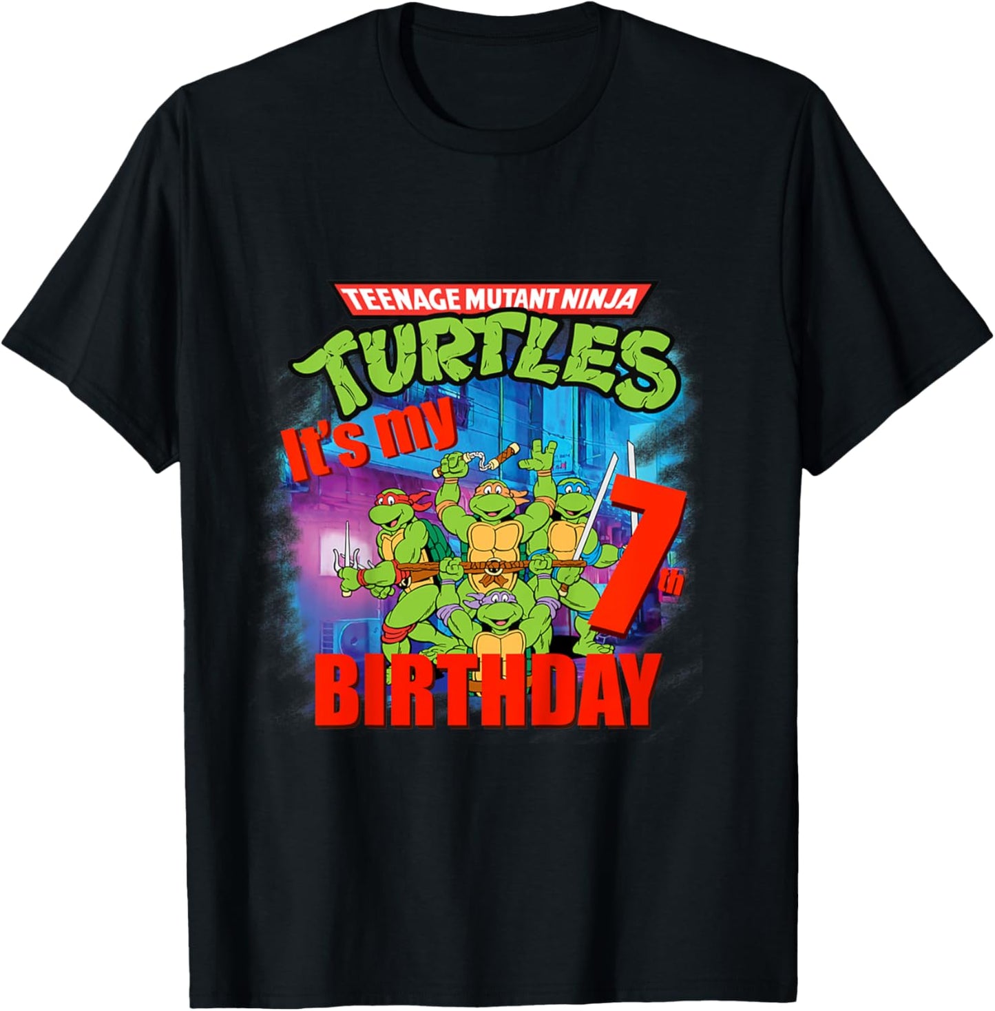 Mademark x Teenage Mutant Ninja Turtles - Original Teenage Mutant Ninja Turtles 7th Birthday T-Shirt - T-Shirt | Black
