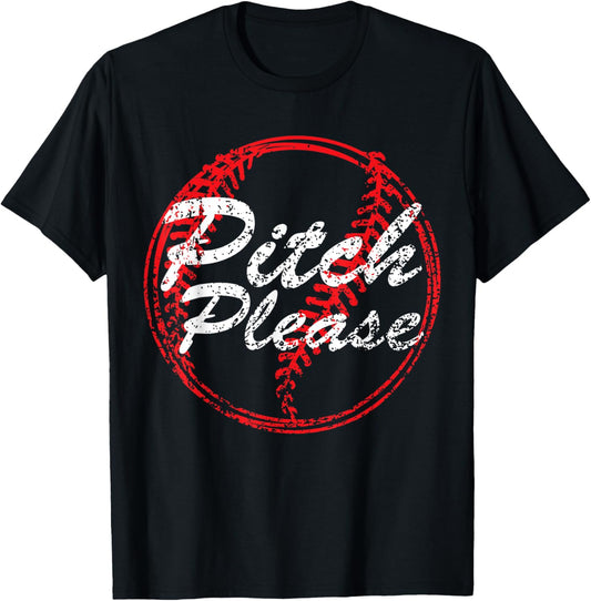 Pitch Please Baseball Mom , Baseball lovers, Cute Baseba T-Shirt - T-Shirt | Black