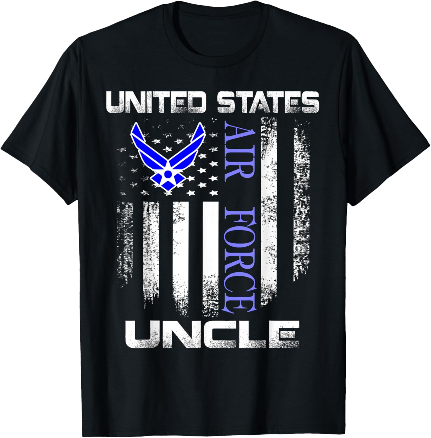 Vintage United States Air Force Uncle With American Flag T-Shirt - T-Shirt | Black