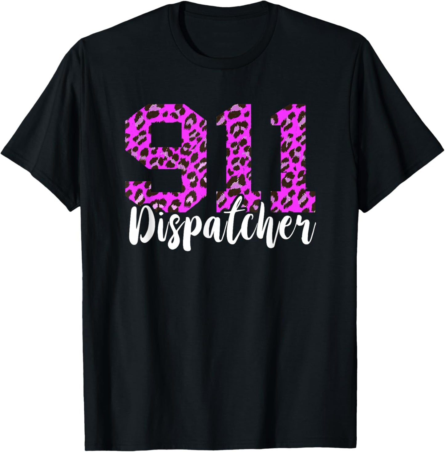 Dispatcher 911 Dispatch Thin Yellow Line Purple Leopard T-Shirt - T-Shirt | Black