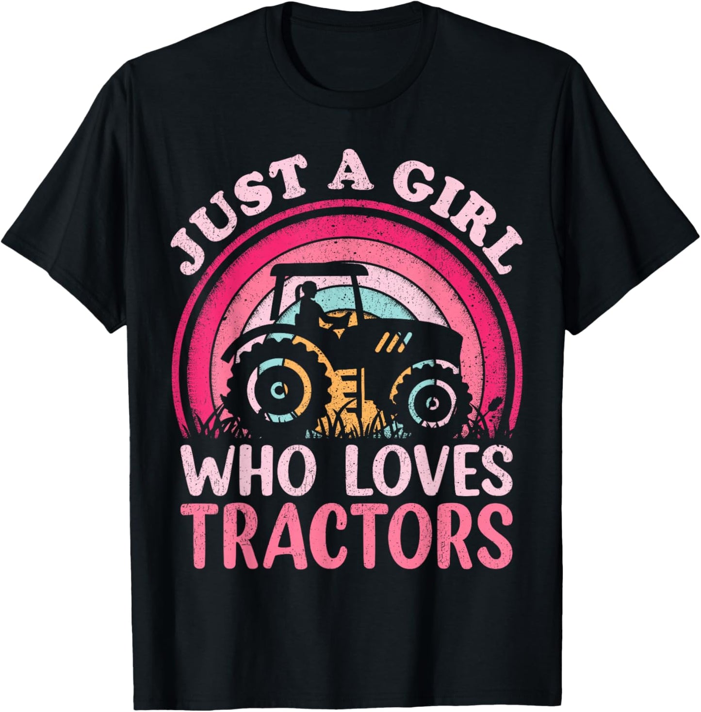 Tractor Lover Vintage Just A Girl Who Loves Tractors T-Shirt - T-Shirt | Black