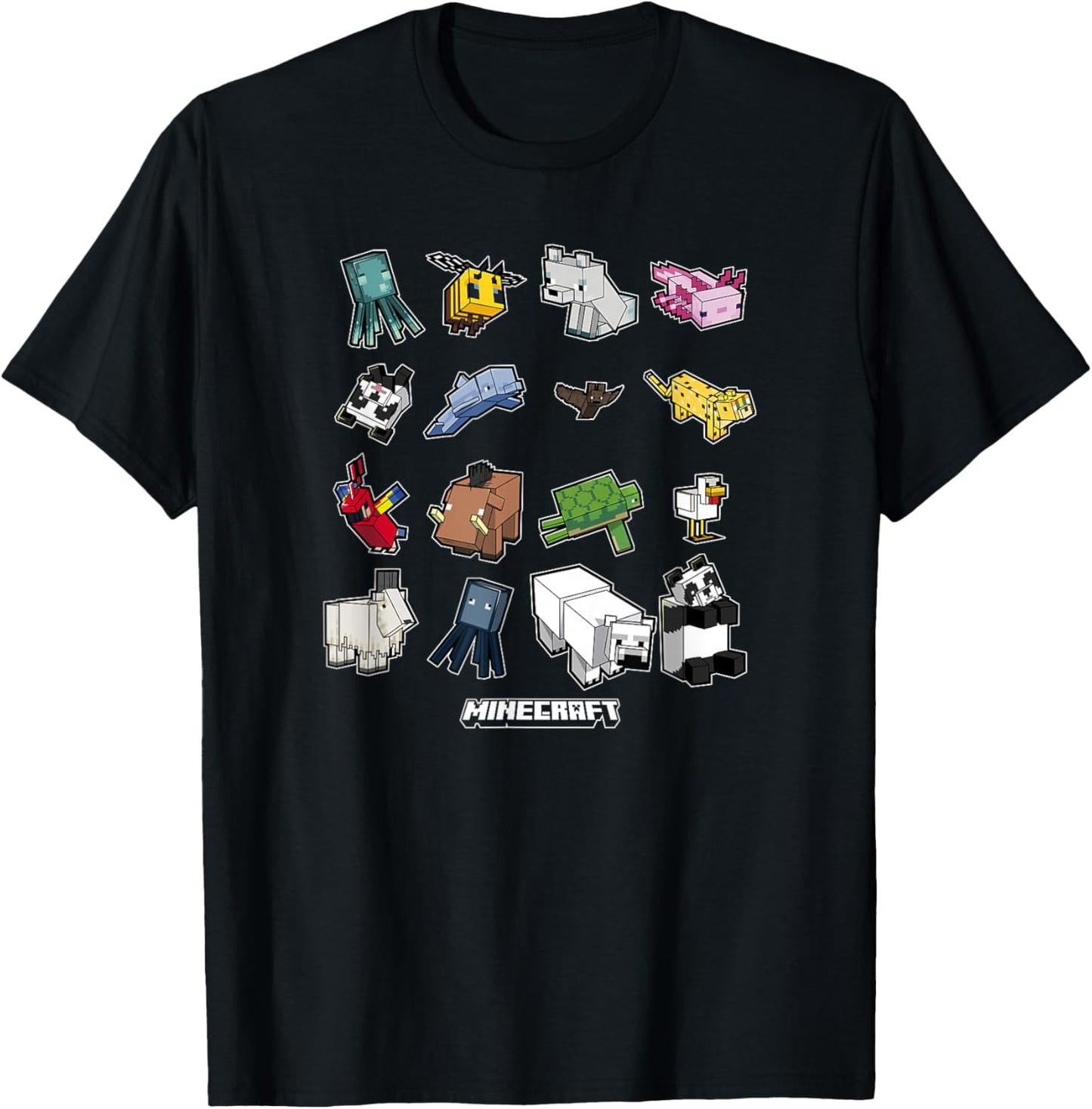 Minecraft Animal Mobs Poster T-Shirt - T-Shirt | Black