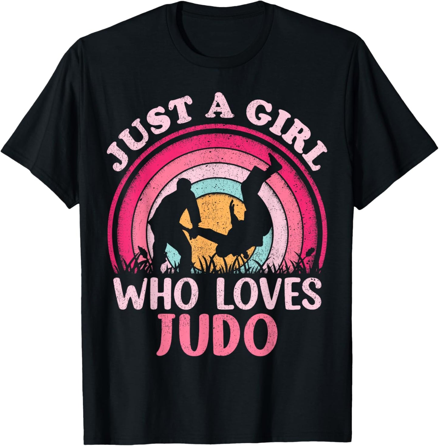 Judo Player Vintage Retro Just A Girl Who Loves Judo T-Shirt - T-Shirt | Black