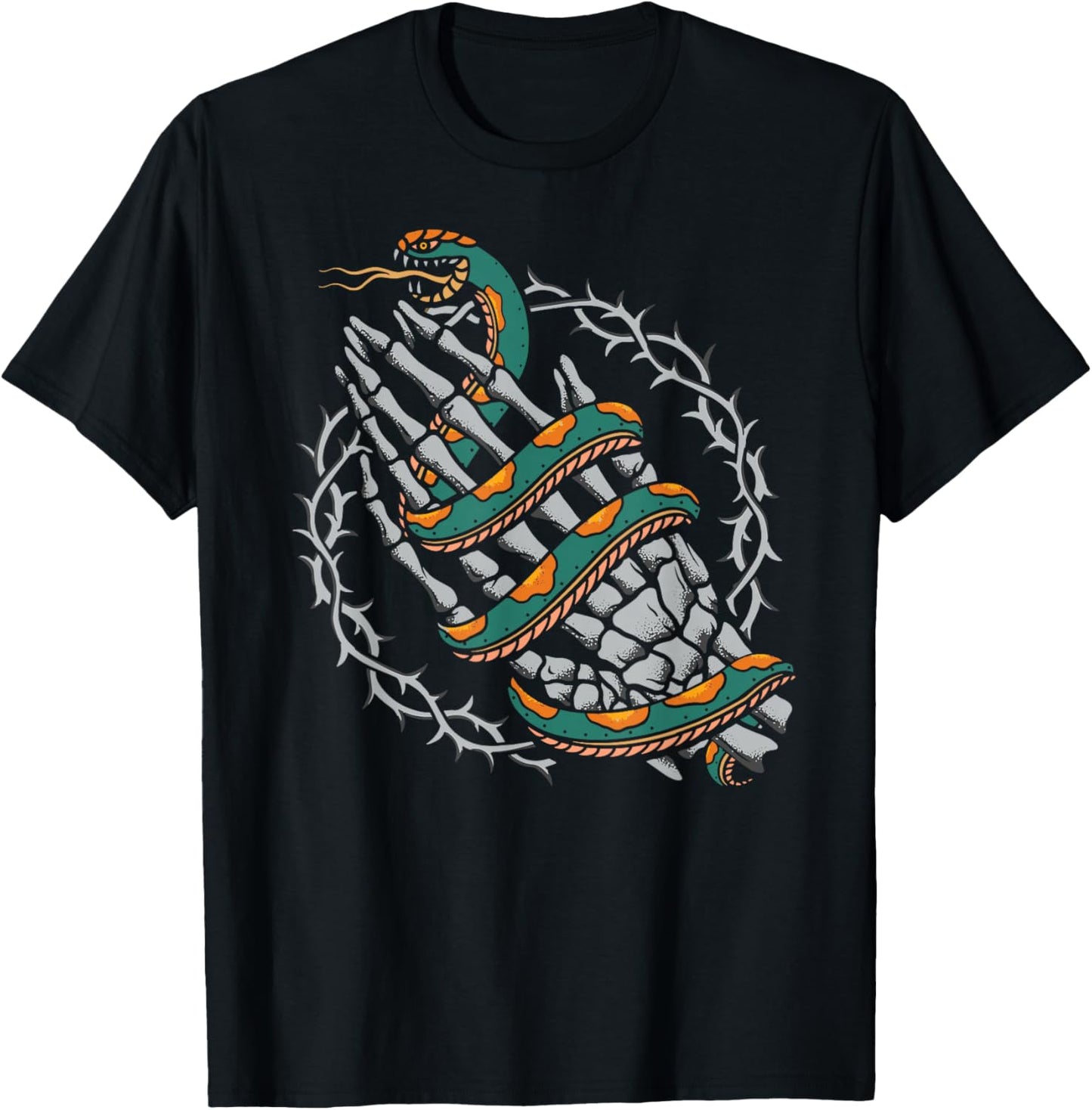 Praying Hands Old School Inked American Traditional Tattoo T-Shirt - T-Shirt | Black