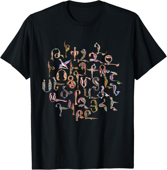 Armenian Alphabet Birds Armenia Symbols T-Shirt - T-Shirt | Black