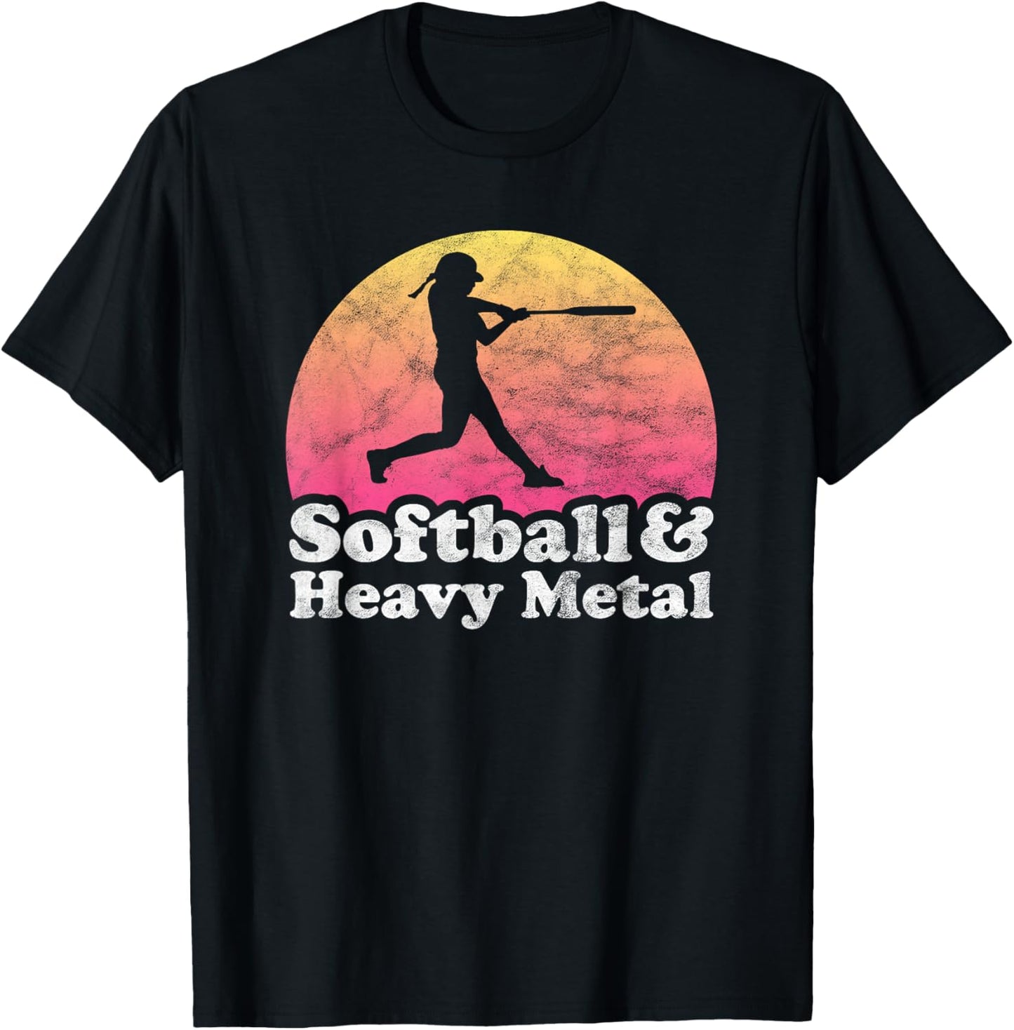Softball and Heavy Metal Women or Girls T-Shirt - T-Shirt | Black