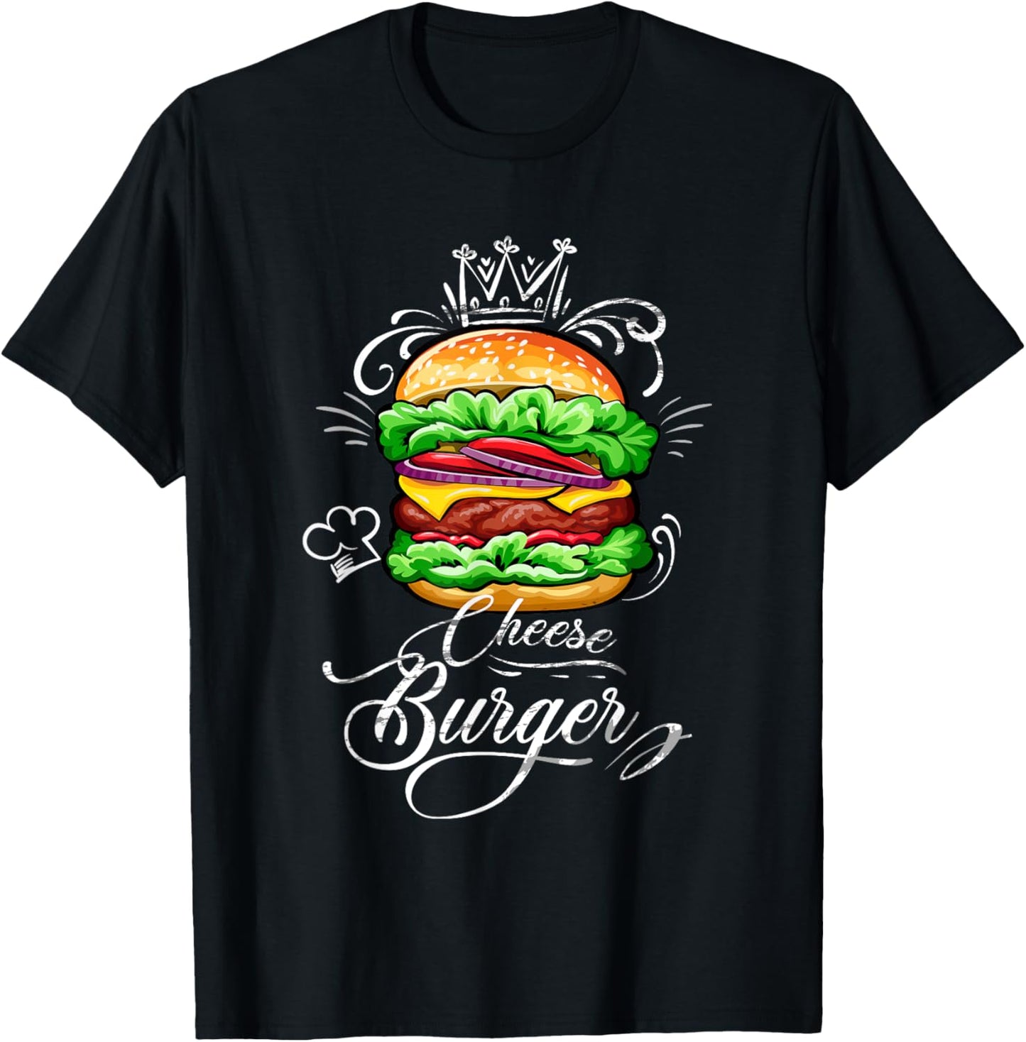 Vintage Best Delicious Cheeseburger With Crown T-Shirt - T-Shirt | Black