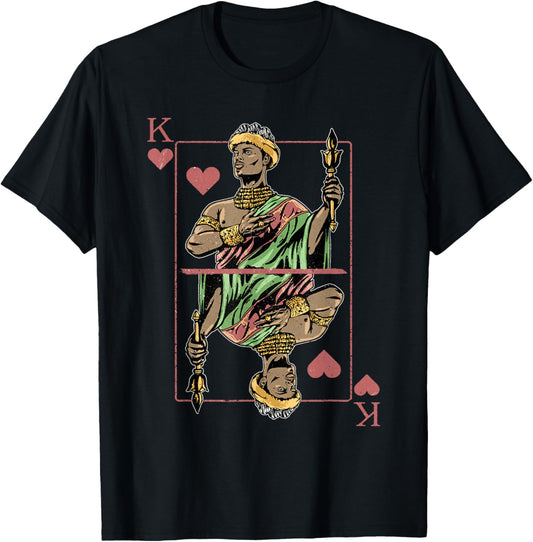 African King Card Hearts Black Pride Couple Matching T-Shirt - T-Shirt | Black