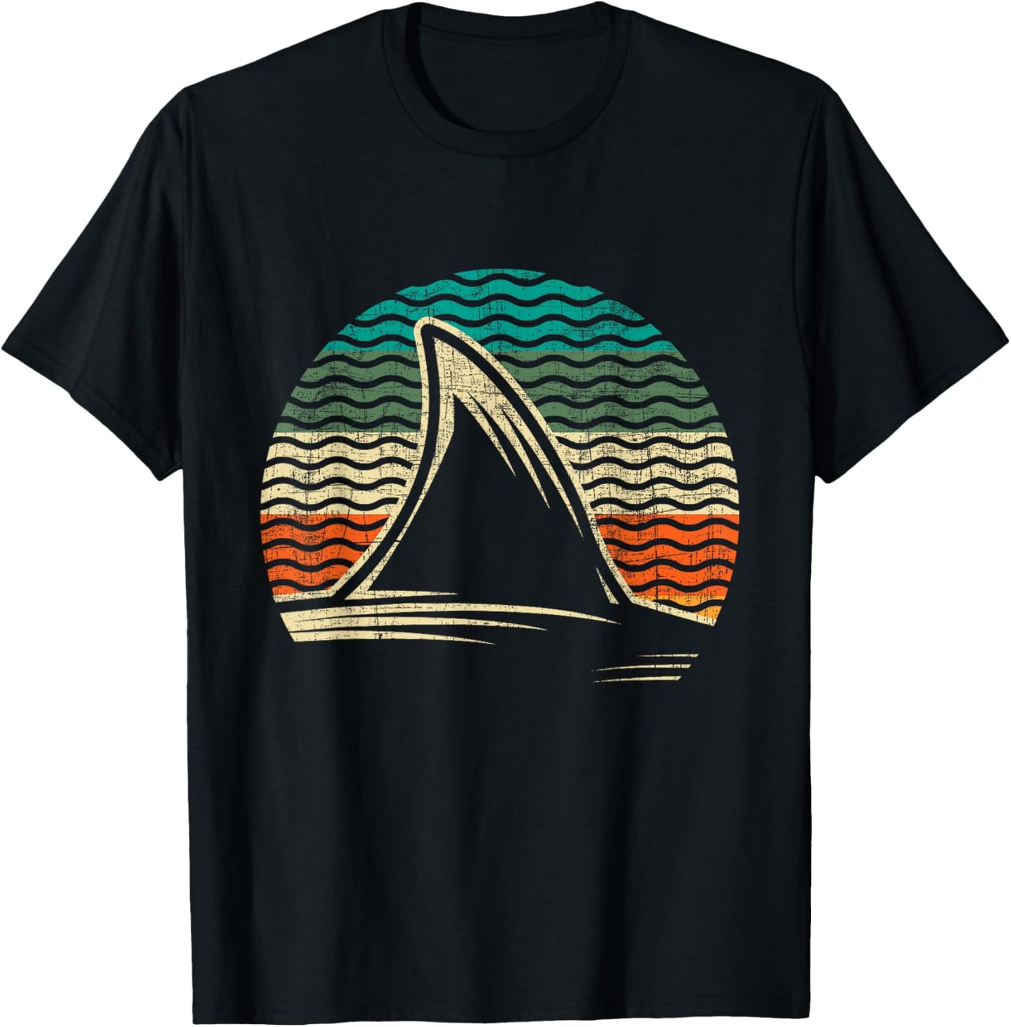 Retro Shark Tail - Marine Biologist Shark Lovers Wildlife T-Shirt - T-Shirt | Black