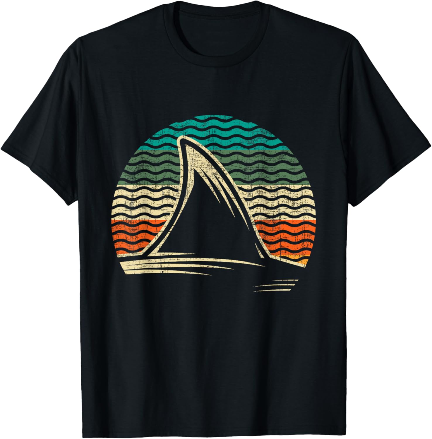 Retro Shark Tail - Marine Biologist Shark Lovers Wildlife T-Shirt - T-Shirt | Black
