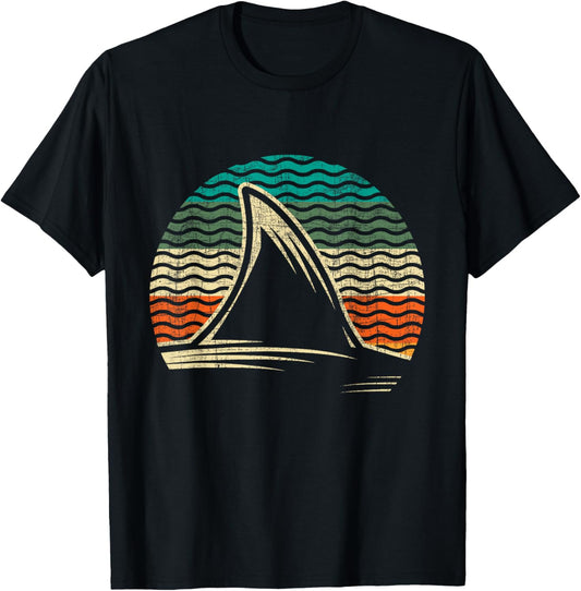 Retro Shark Tail - Marine Biologist Shark Lovers Wildlife T-Shirt - T-Shirt | Black