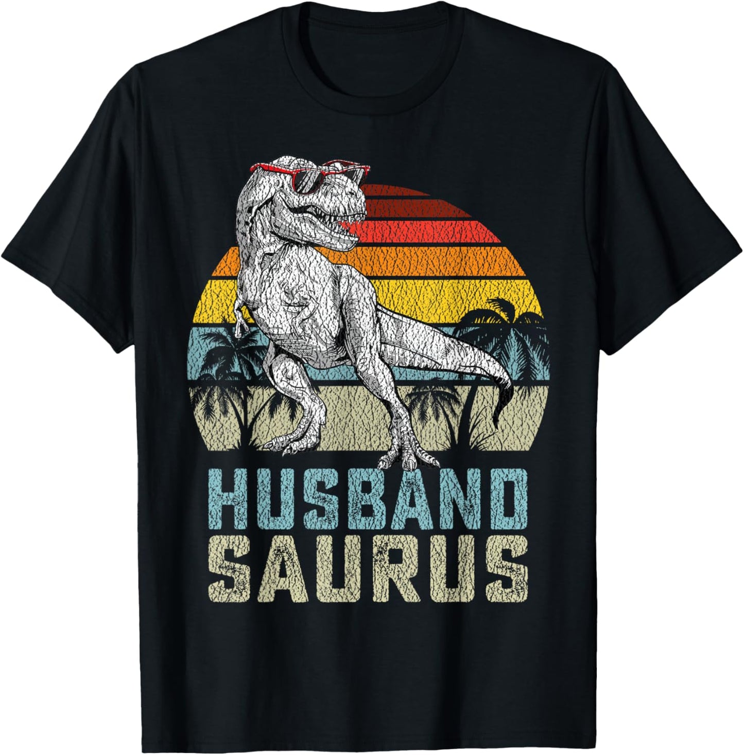 Husbandsaurus T Rex Dinosaur Husband Saurus Family Matching T-Shirt - T-Shirt | Black
