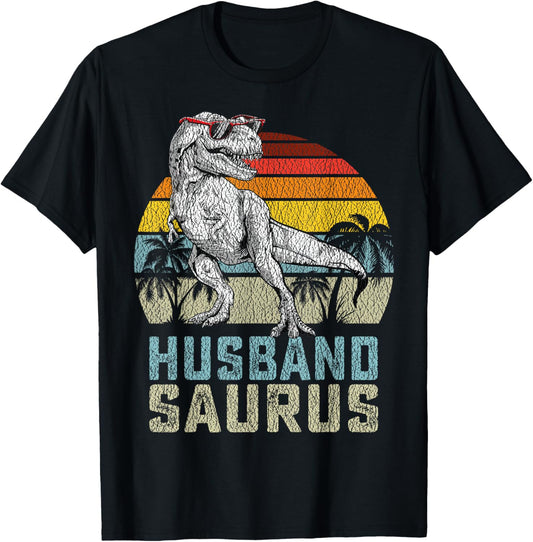 Husbandsaurus T Rex Dinosaur Husband Saurus Family Matching T-Shirt - T-Shirt | Black